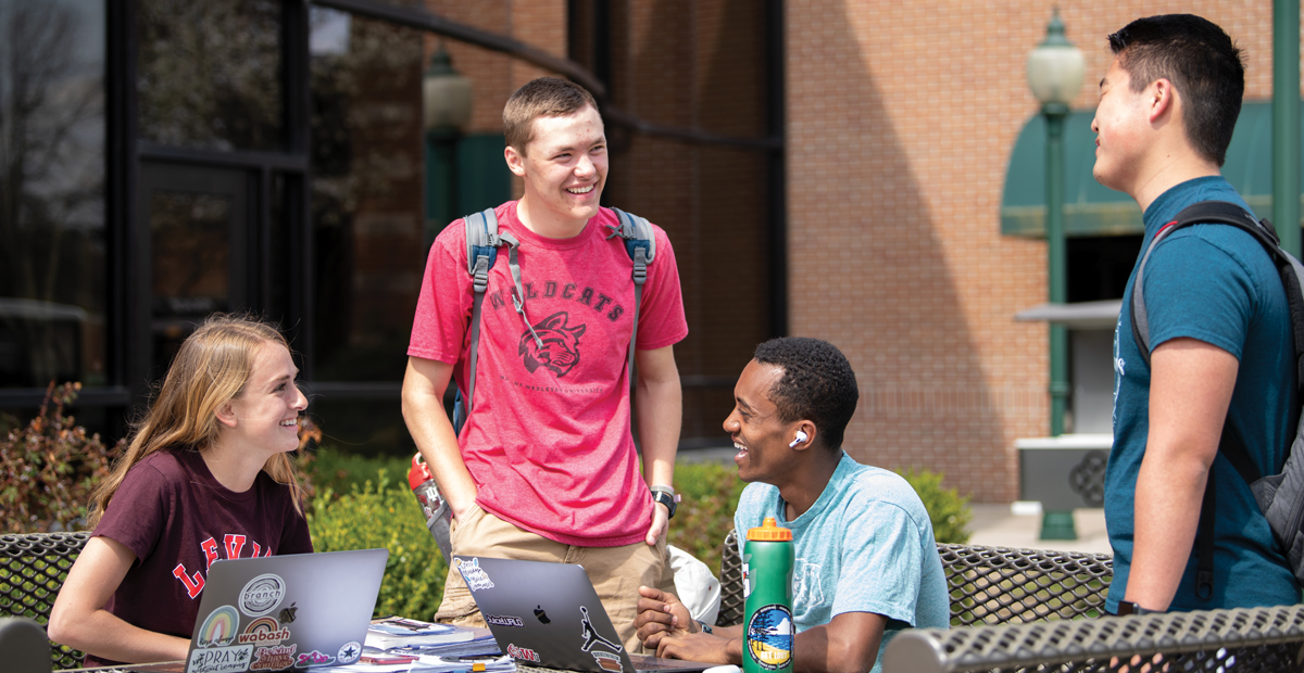 Students on campus at IWU